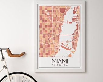 Miami Florida Watercolor Map Print