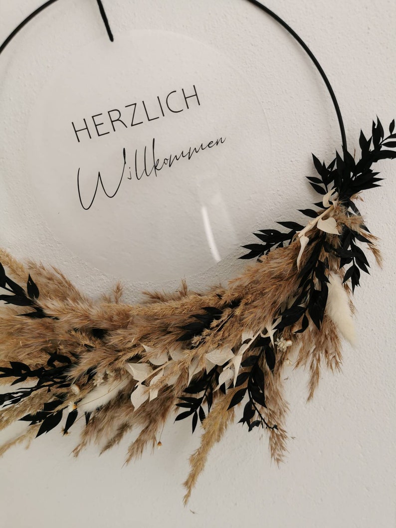 Kranz mit Trockenblumen / Türkranz / Willkommen / personalisiert / Kranz / Dekoration / DIY Bild 2