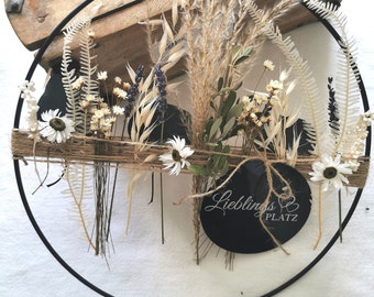 Ghirlanda con fiori secchi e ciondolo/personalizzata/decorazione/ghirlanda decorativa/regalo/decorazione per la casa