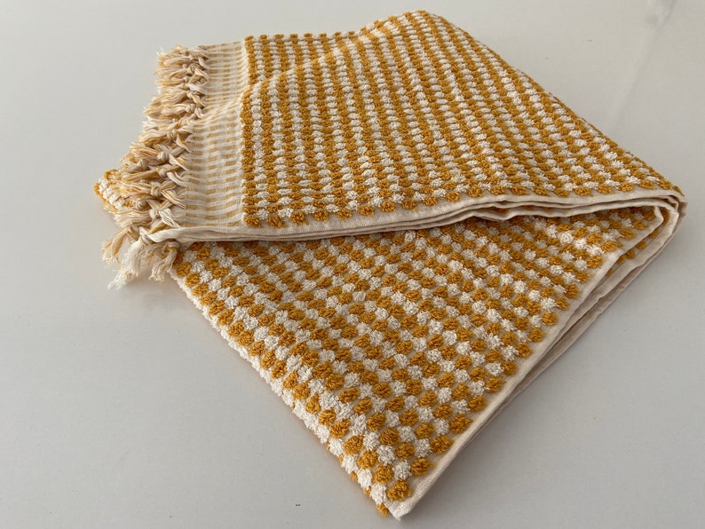 Organic Cotton Towel, Turkish Bath Towel, Mustard Beach Towel, Soft Towel, Thick Absorbent Towel, Spa Towel, Pool Towel, Bath Decor Towel image 6