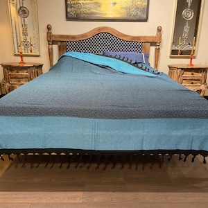 Turkish Blanket, Tuquoise Throw, Turkish Bedspread, Organic Blanket, Turkish Bed Cover 79x98, Wedding Blanket, Sofa Cover, Wholesale Blanket