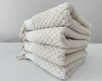 Organic Cotton Hand Towel, Personalized Gift, Natural Beige (18X37'')