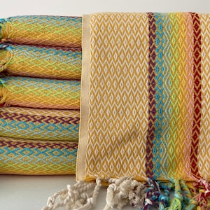 Rainbow Turkish Cotton Towel: Mustard Yellow Beach Throw