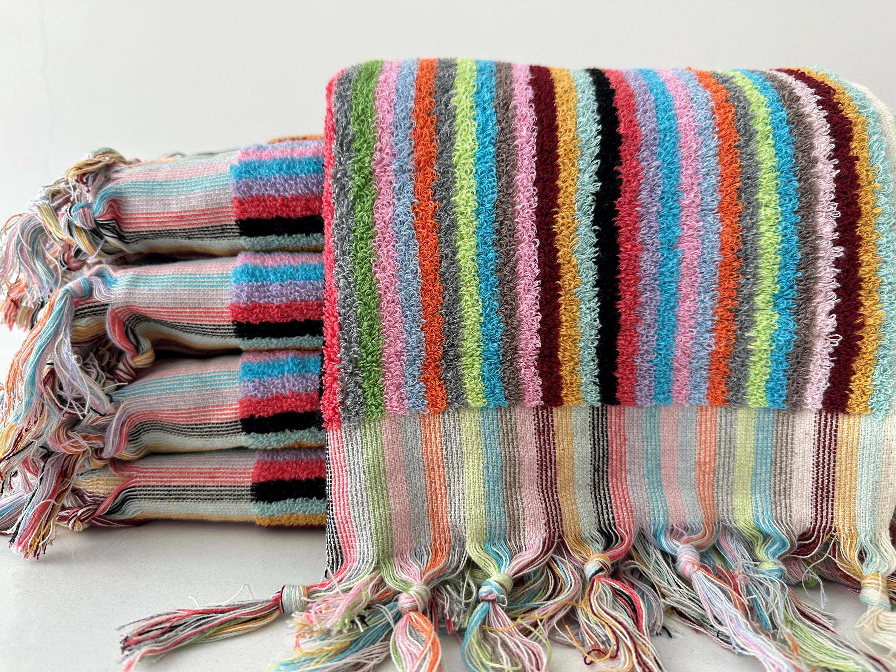 Multi coloured hand towels hotsell