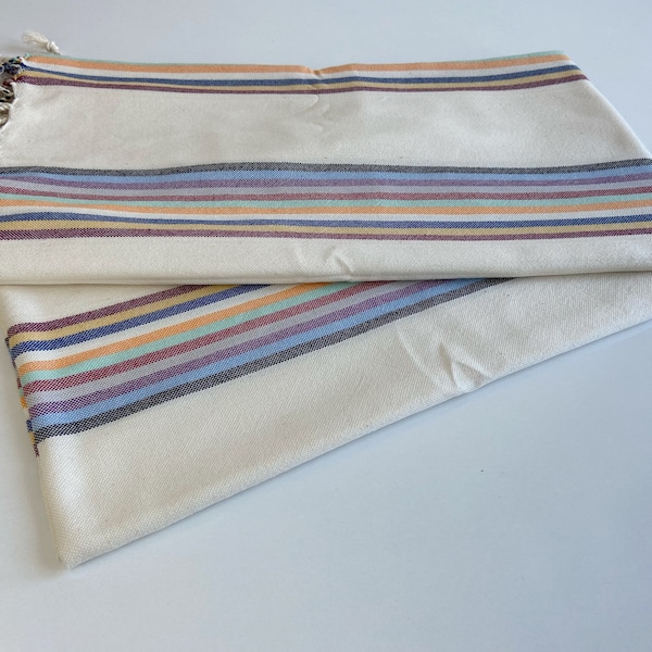 Personalized Turkish Towel, Rainbow Linen Towel, Quick Dry Beach Towel, Pool Towel, Peshtemal, Hammam Towel, Personalized Gift, Bath Towel