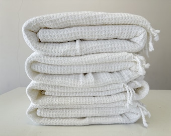 White Waffel Towel, Organic Towel, Soft Towel, Turkish Beach Towel, Bath Towel, Quick Dry Towel, Personalized Towel, Personalized Gift