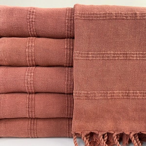 Personalized Turkish Towel, Stonewashed Towel, Burnt Orange Peshtemal 36x67, Sand Free Beach Towel, Quick Dry Bath Towel, Hammam Towel