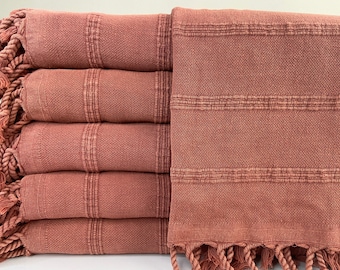 Personalized Turkish Towel, Stonewashed Towel, Burnt Orange Peshtemal 36x67, Sand Free Beach Towel, Quick Dry Bath Towel, Hammam Towel