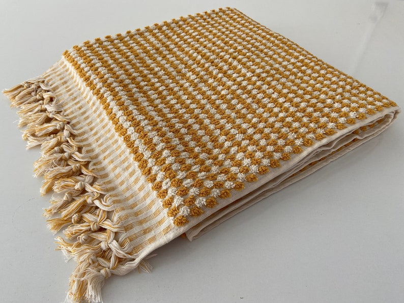 Organic Cotton Towel, Turkish Bath Towel, Mustard Beach Towel, Soft Towel, Thick Absorbent Towel, Spa Towel, Pool Towel, Bath Decor Towel image 3