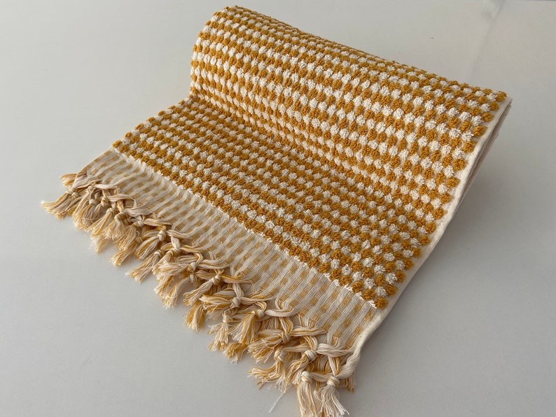 Organic Cotton Towel, Turkish Bath Towel, Mustard Beach Towel, Soft Towel, Thick Absorbent Towel, Spa Towel, Pool Towel, Bath Decor Towel image 7