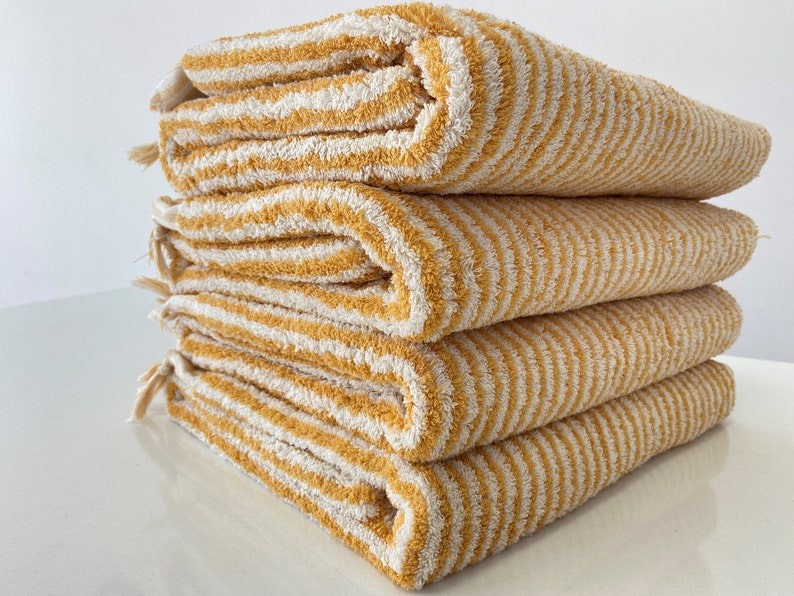 Organic Bath Towel 36x70, Thick Absorbent Towel, Personalized Towel, Housewarming Gift, Soft Towel, Mustard Beach Towel, Wholesale Towel image 1