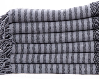 Black Turkish Cotton Towel: Sand Free Beach Blanket, 40x70
