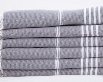 Personalized Towel, Dark Gray Beach Towel, Organic Turkish Towel, 40x70 Turkish Bath Towel, Quick Dry Towel, Hammam Towel, Bridesmaid Gift