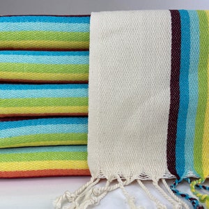 Rainbow Turkish Beach Towel: Sand Free Bamboo Cotton Peshtemal (40x70)