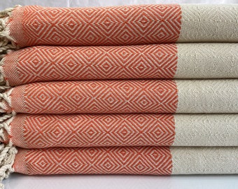 Cadeau personnalisé, Serviette turque orange, Serviette de plage sans sable, Cadeau de demoiselle d’honneur, Serviette de mariage, Serviette de bain à séchage rapide, Serviette personnalisée