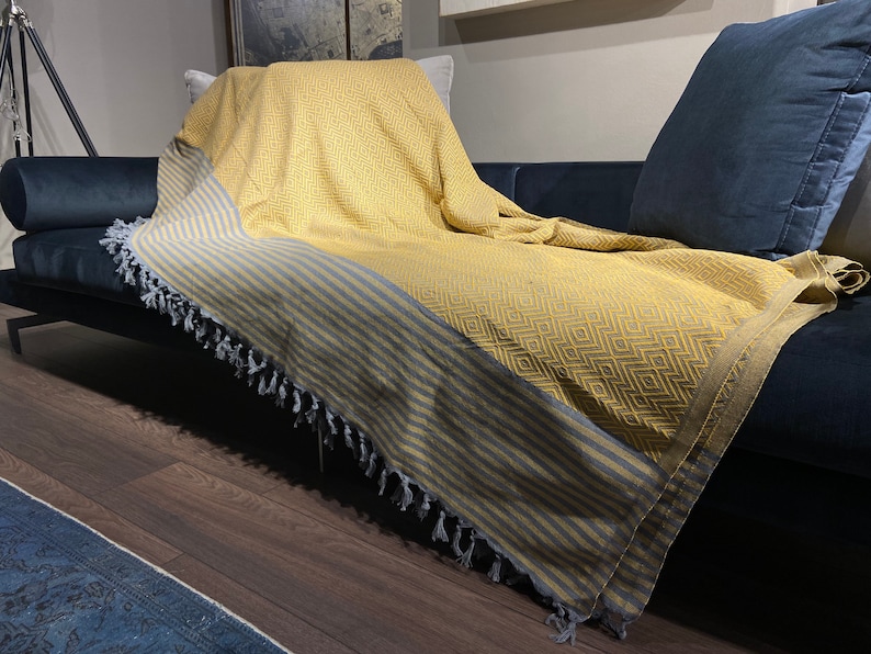 Turkish Blanket 79x102 Mustard Turkish Throw Wedding Gift Etsy
