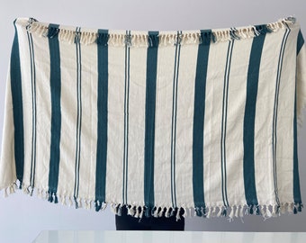 Fringed Organic Cotton Turkish Towel: Beach Throw, Bath Towel