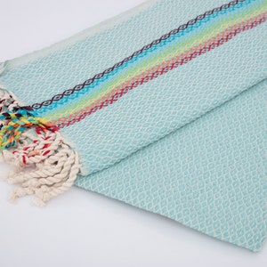 Mint Green Turkish Beach Towel: Sand Free Rainbow Peshtemal