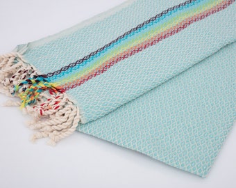 Mint Green Turkish Beach Towel: Sand Free Rainbow Peshtemal