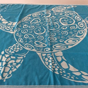 Caretta Design Turkish Towel, Personalized Towel, Turquoise Beach Towel 40x70, Turkish Bath Towel, Hammam Towel, Peshtemal, Pool Towel