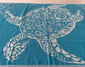 Caretta Design Turkish Towel, Personalized Towel, Turquoise Beach Towel 40x70, Turkish Bath Towel, Hammam Towel, Peshtemal, Pool Towel