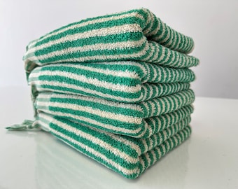 Green Hand Towel, Organic Cotton Towel, Personalized Towel, Soft Towel, Guest Towel, Thick Absorbent Towel, Vintage Towel, Kitchen Towel