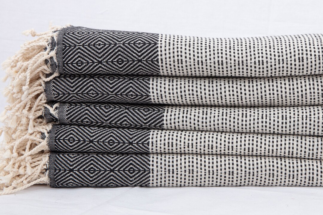 Organic Turkish Towel 40x70, Black Turkish Bath Towel, Sand Free Beach ...
