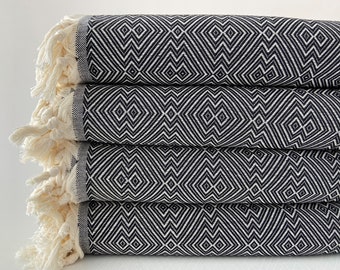 Black Turkish Blanket 79x98, Turkish Throw, Sofa Cover, Turkish Bedspread, Housewarming Gift, Decorative Throw, Bed Cover, Wholesale Blanket