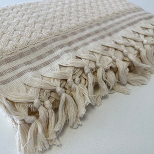 Biologische badhanddoek 36x70, beige Turkse handdoek, zachte handdoek, strandlaken, baddecorhanddoek, gepersonaliseerde handdoek, zwembadhanddoek, groothandelhanddoek afbeelding 5