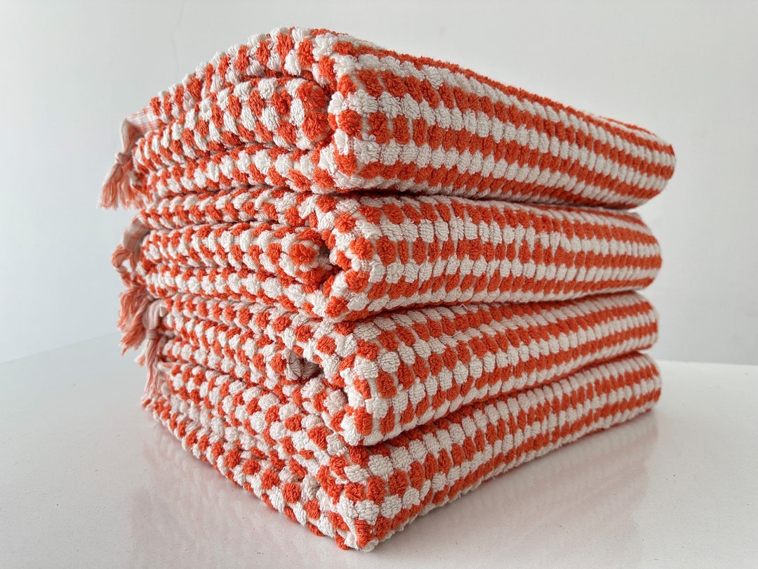 Organic Cotton Towel, Orange Bath Towel 36x70, Thick Absorbent Towel