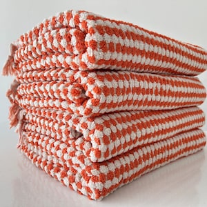 Organic Cotton Towel, Orange Bath Towel 36x70, Thick Absorbent Towel, Soft Towel, Housewarming Gift, Wholesale Towel, Personalized Towel