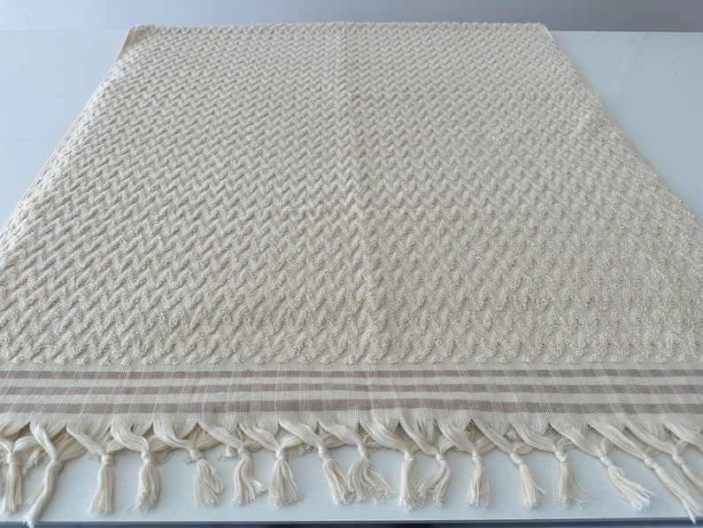 Biologische badhanddoek 36x70, beige Turkse handdoek, zachte handdoek, strandlaken, baddecorhanddoek, gepersonaliseerde handdoek, zwembadhanddoek, groothandelhanddoek afbeelding 7