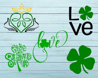 St Patricks Day SVG, Shamrock SVG, love SVG, green svg, lucky cut file, clipart, svg files for silhouette, files for cricut, svg, dxf, eps
