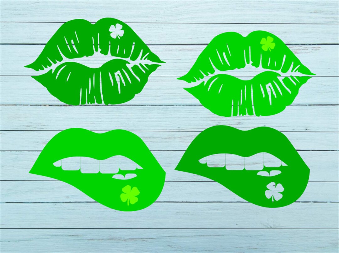 Shamrock Lips SVG, St Patricks Day SVG, Shamrock Svg, Cut File, Clipart
