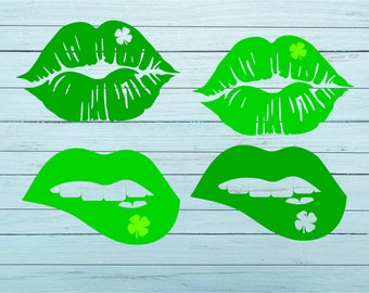 Shamrock lips SVG, St Patricks Day SVG, Shamrock svg, cut file, clipart, svg files for silhouette, files for cricut, svg, dxf, eps, png