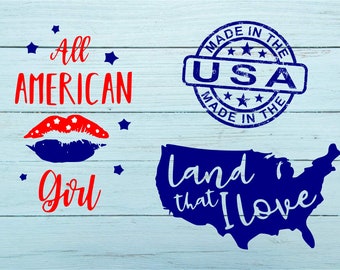 All America Girl SVG, Made in the USA SVG, Patriotic svg, America clipart, svg files for silhouette, files for cricut, svg, dxf, eps, png