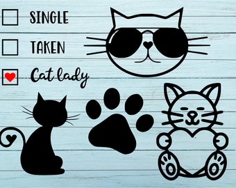 Cat Lady SVG, Cat SVG, Kitten SVG, Cat Lady cut file, Clipart Cat, Cat svg archivos para silueta, Archivos Cat para cricut, svg, dxf, eps, png