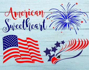 American Sweetheart SVG, American Flag SVG, Patriotic svg, United States svg, files for silhouette, files for cricut, svg, dxf, eps, png