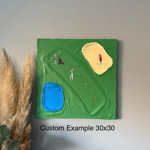 Original Textured Golf / Sports Landscape Painting on 1.5cm Deep Stretched Canvas Personalised Custom Gift Idea