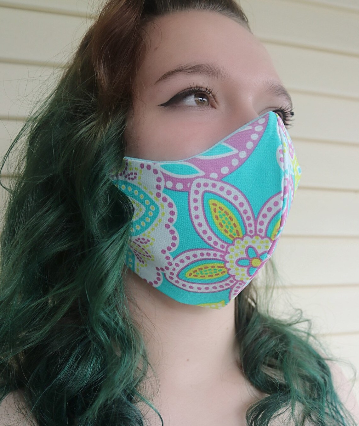 Face Mask Girly Floral Colorful Handcrafted Cotton Cloth Etsy