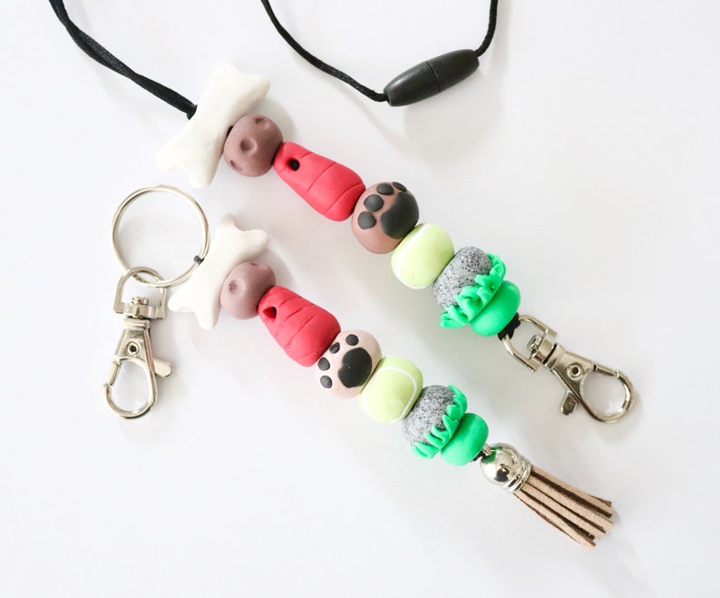 Paw Print Polymer Clay Beaded Lanyard Keychain accessories