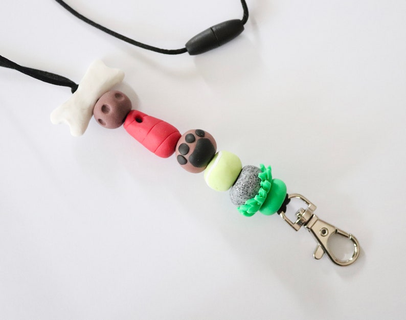 Paw Print Polymer Clay Beaded Lanyard Keychain accessories