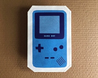 Gameboy bleue - enveloppe cadeau faite main / boulette en papier (pochette cadeau, enveloppe porte-bonheur qui sert également de carte de voeux)