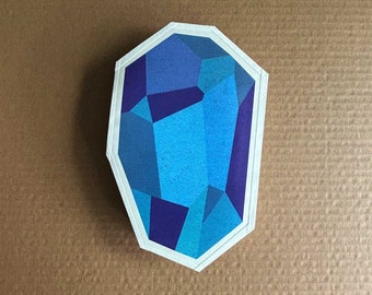 Cristal bleu saphir - enveloppe cadeau faite main / boulette en papier (pochette cadeau, enveloppe porte-bonheur qui sert également de carte de voeux)