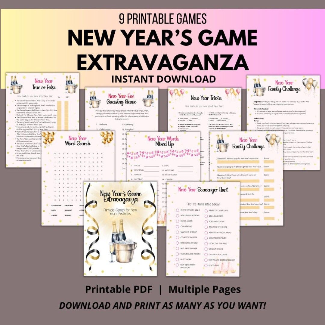 New Year's Games New Year's Party Games New Year's Game Bundle New