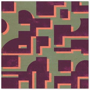 Space Age Mid Century Abstract Art Print Purple/Sage V2E