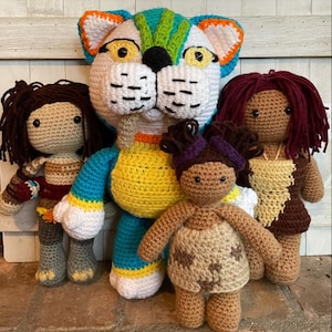 PATTERN BUNDLE - Cavemen and Sabertooth Cat Crochet Amigurumi Bundle Pack