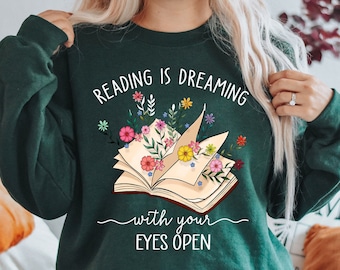 Reading Is Dreaming With Your Eyes Open Shirt,Reading teacher shirt,Librarian Book Lover Shirt,Reading Shirt,Books Shirt,Teacher Gift, book