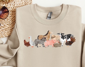 Farm animal sweatshirt,Farm shirt,Farm animal tshirt for women,Animal lover shirt,  animal shirt, farmer shirt,  farm animal gift for her