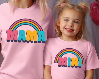 Mama Mini Dopasowana Koszulka, Mama Córka Koszulka, Nowa Mama Koszulka, Matka Córka Koszulka, Dopasowane Mama i Ja, Mama Mini Stroje, Noworodek Koszulka